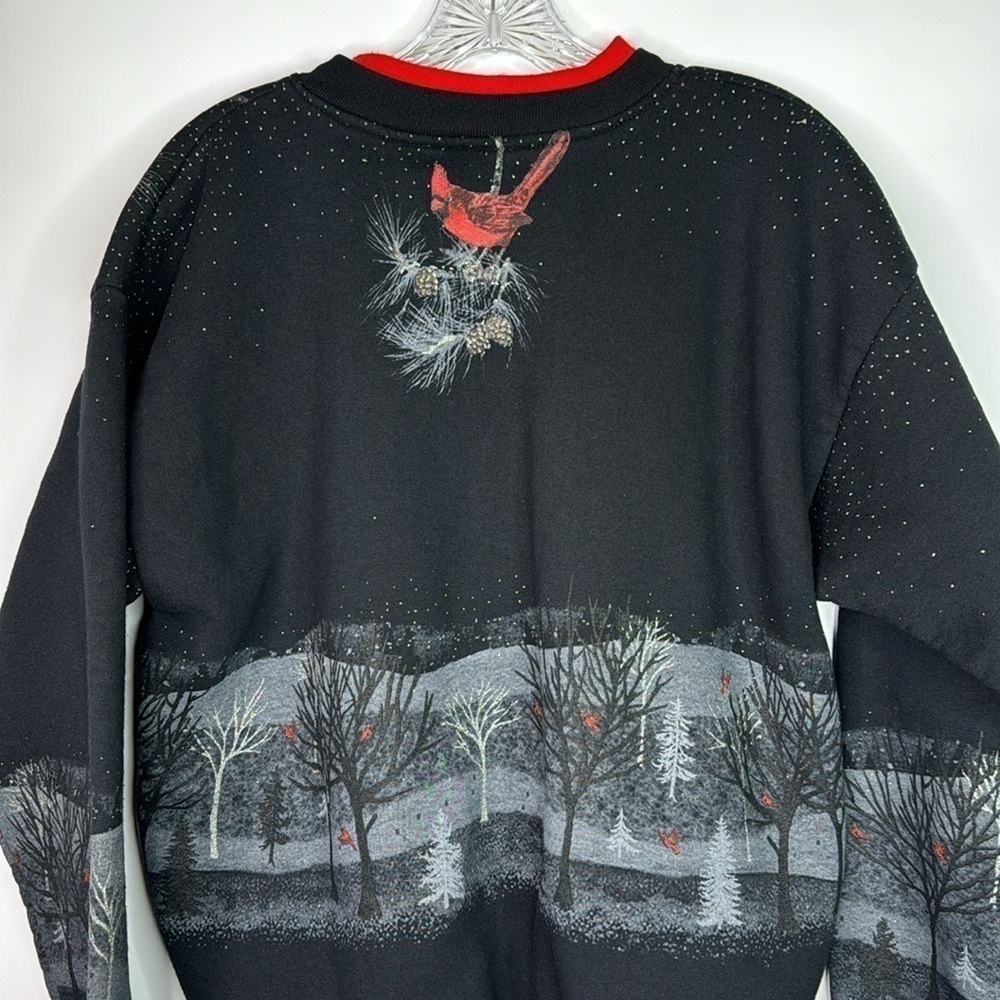 Vintage Artisans Black Cardinal Bird Button Up Sweatshirt Size Large - Picture 5 of 12